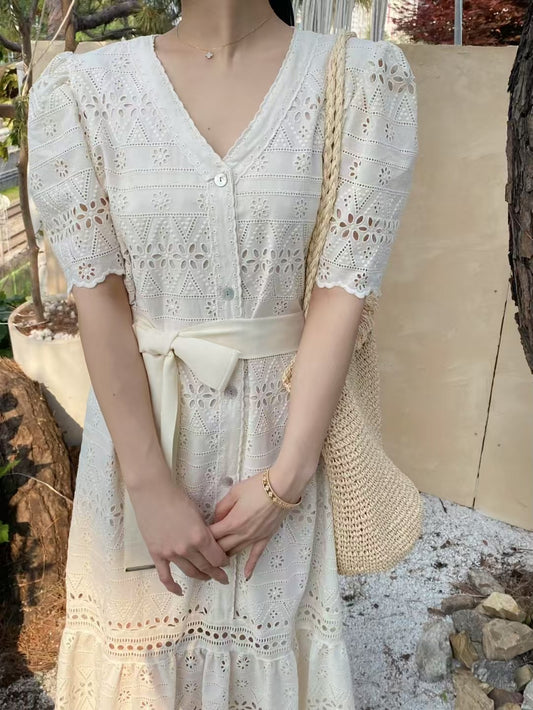 古典氣質蕾絲短袖洋裝