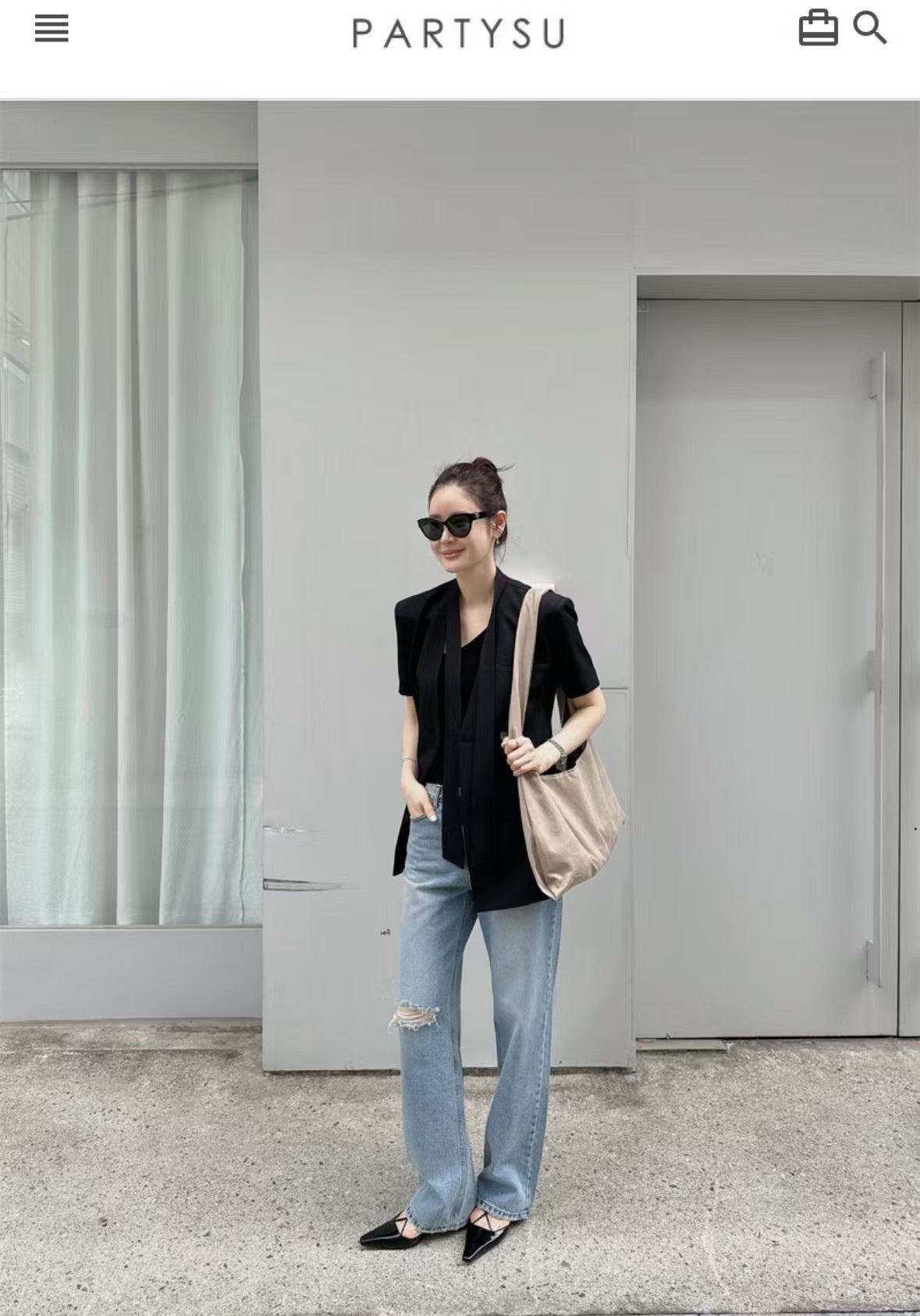 V領單扣脖帶顯瘦短袖西裝外套