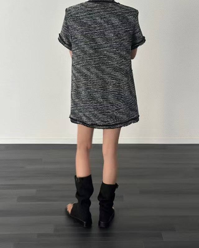 小香風雙排扣外套洋裝