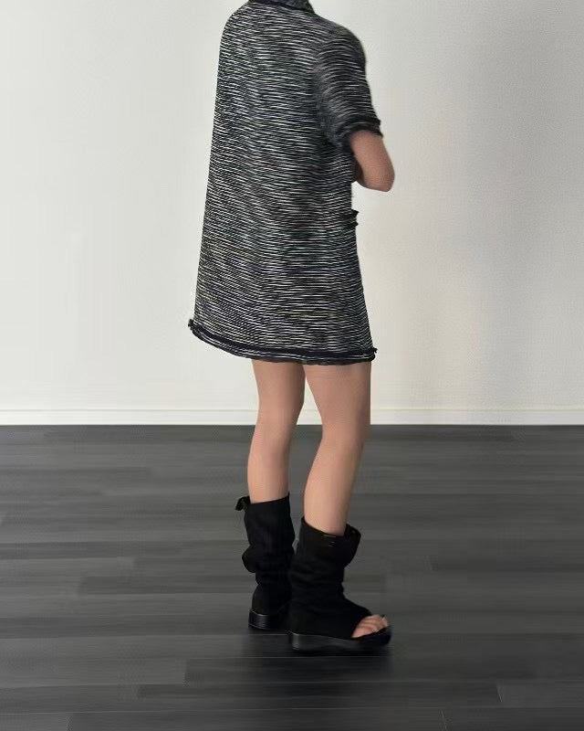 小香風雙排扣外套洋裝