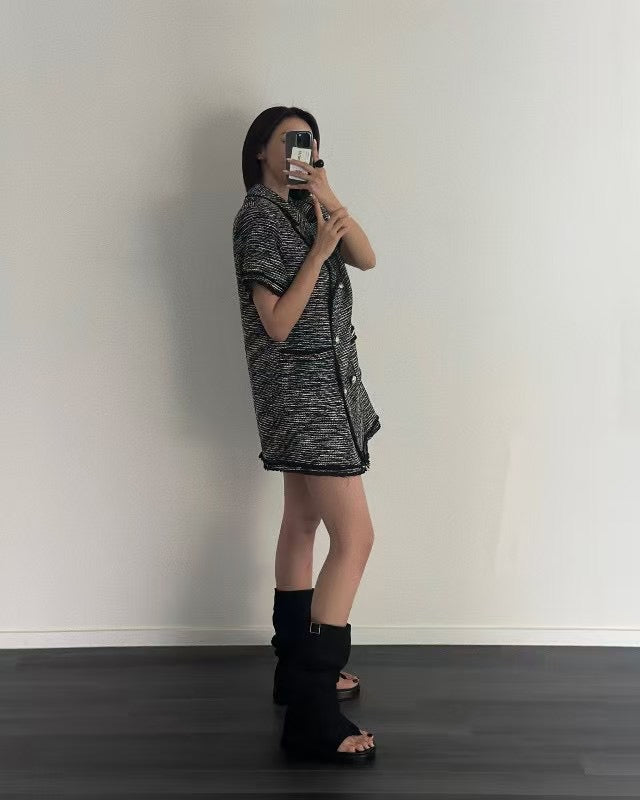 小香風雙排扣外套洋裝