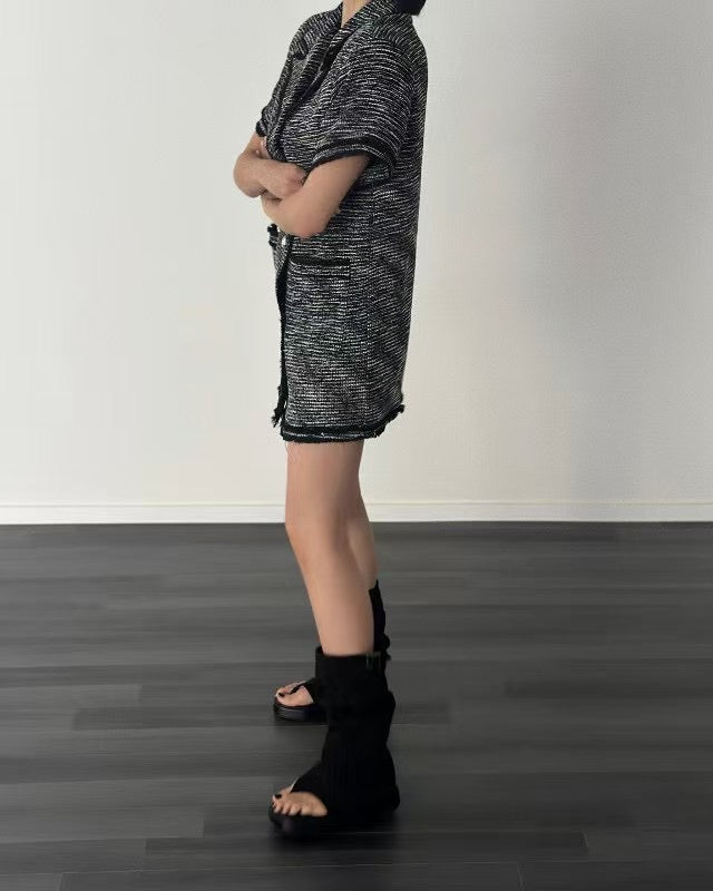 小香風雙排扣外套洋裝