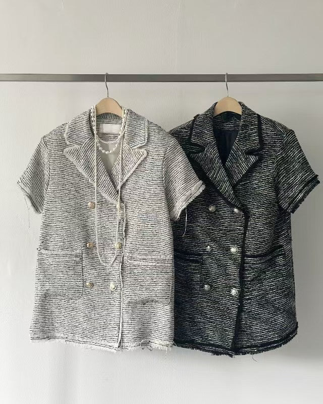 小香風雙排扣外套洋裝