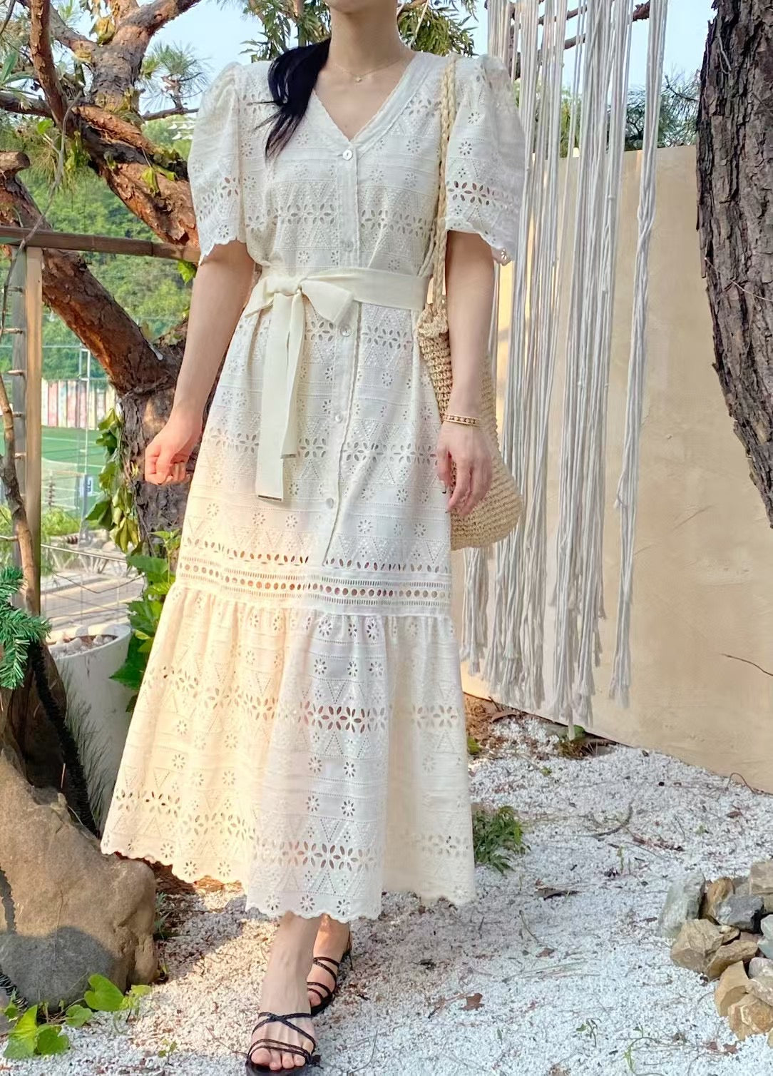 古典氣質蕾絲短袖洋裝