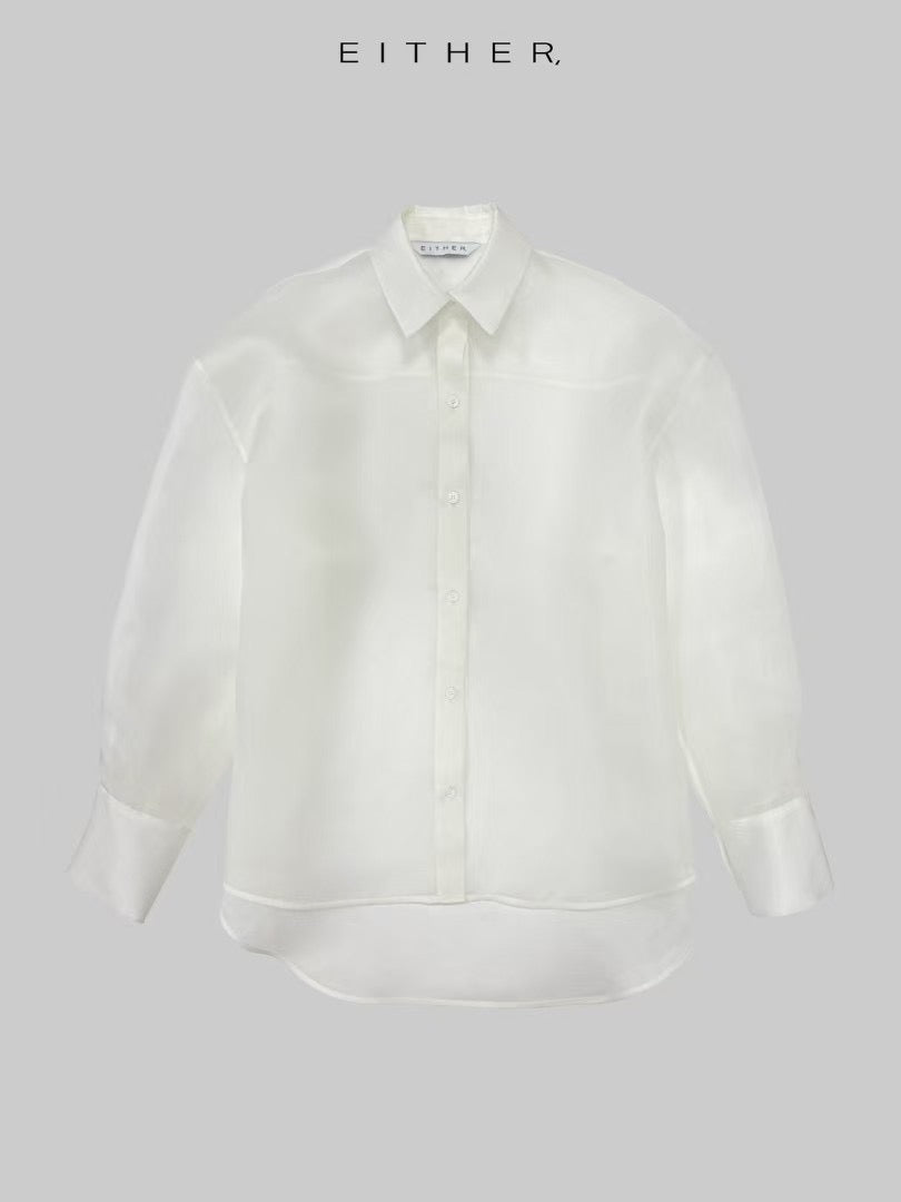 歐根紗透膚質感襯衫