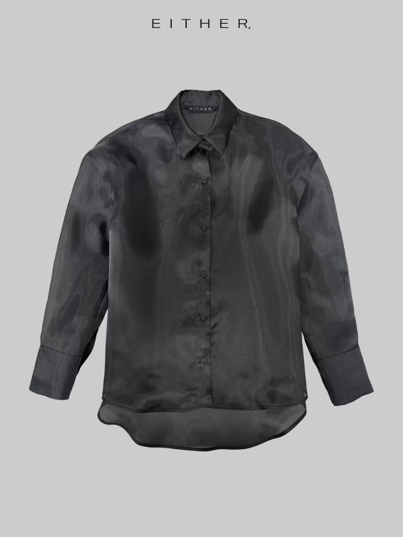 歐根紗透膚質感襯衫