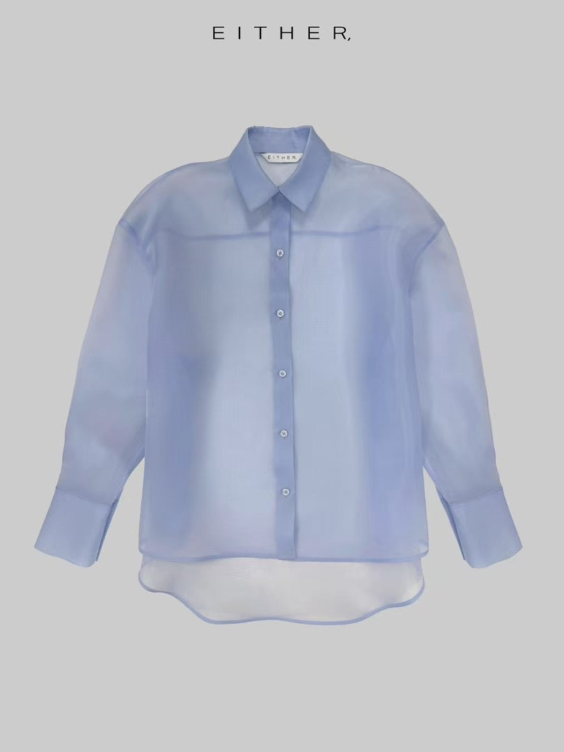 歐根紗透膚質感襯衫