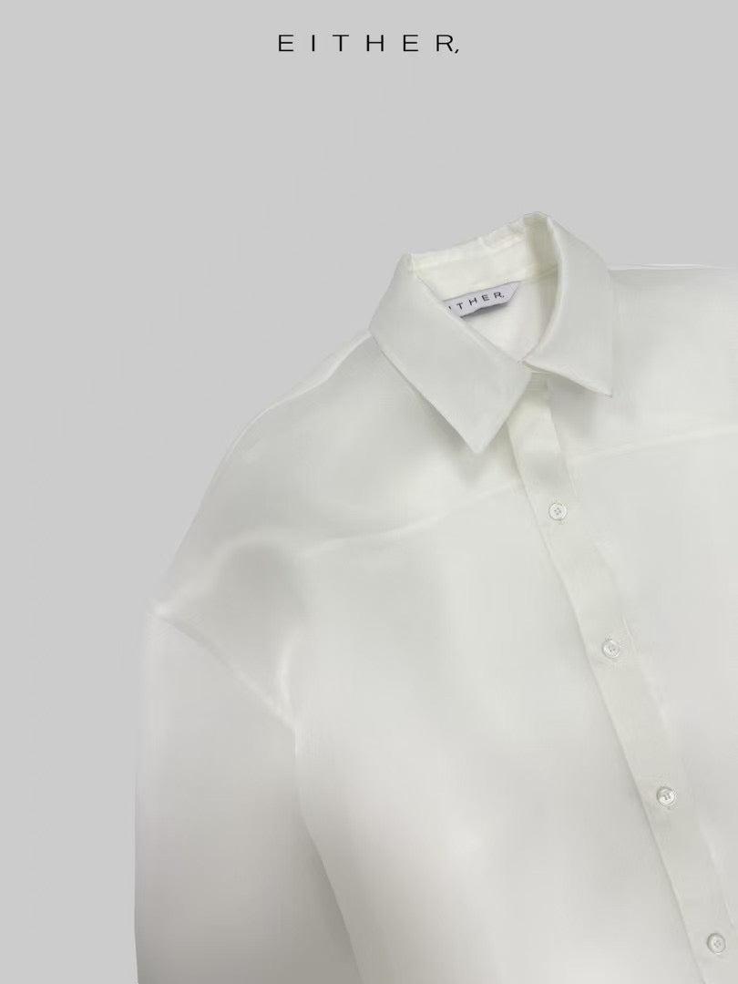 歐根紗透膚質感襯衫