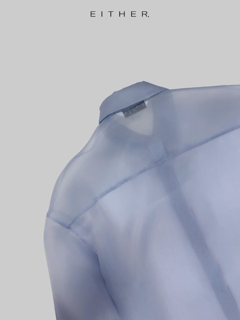 歐根紗透膚質感襯衫