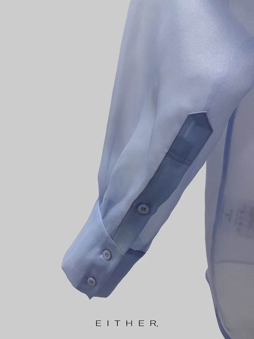 歐根紗透膚質感襯衫