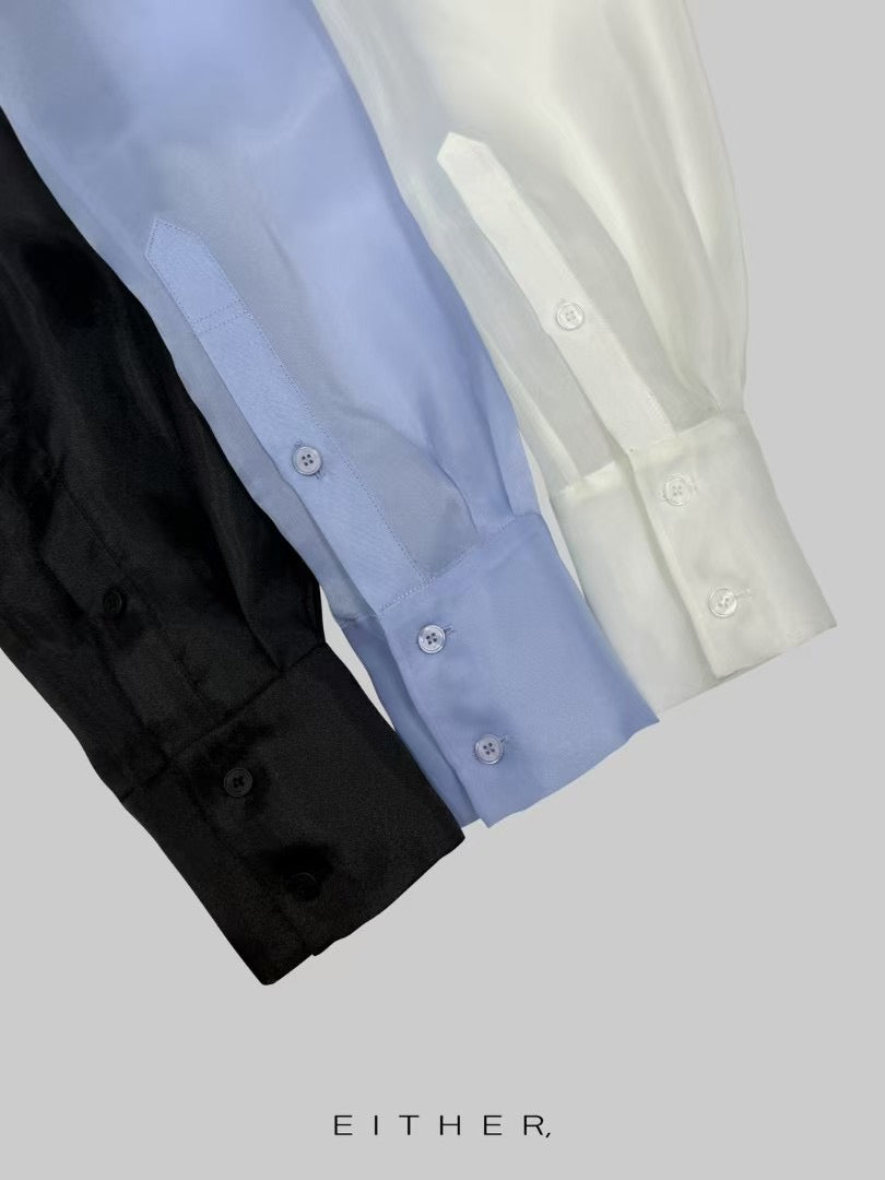 歐根紗透膚質感襯衫