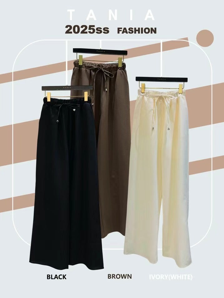 個性隨興短袖西裝綁帶+鬆緊抽繩寬褲SET