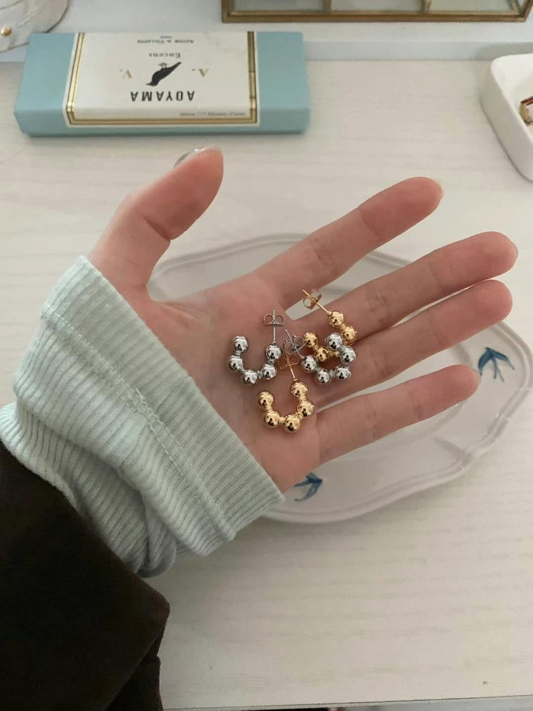 簡約珠珠C字耳針