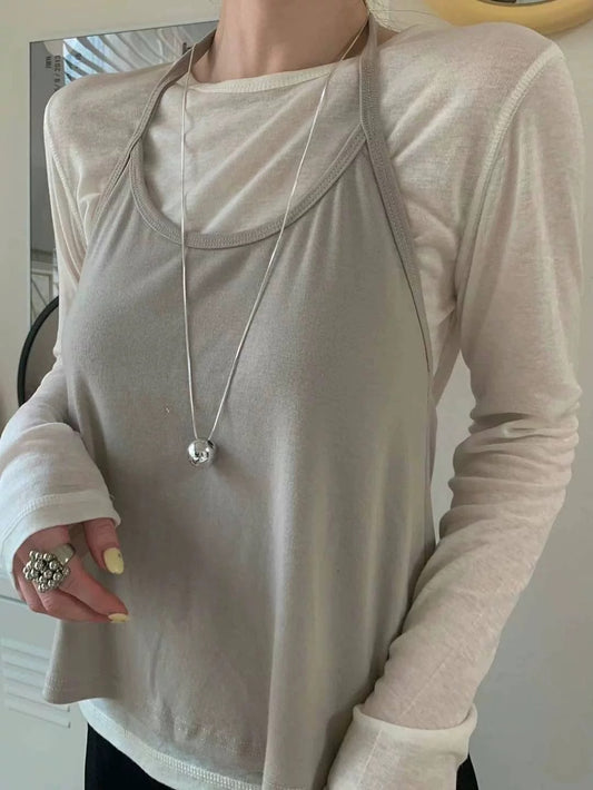 極簡ins風大銀球長鏈