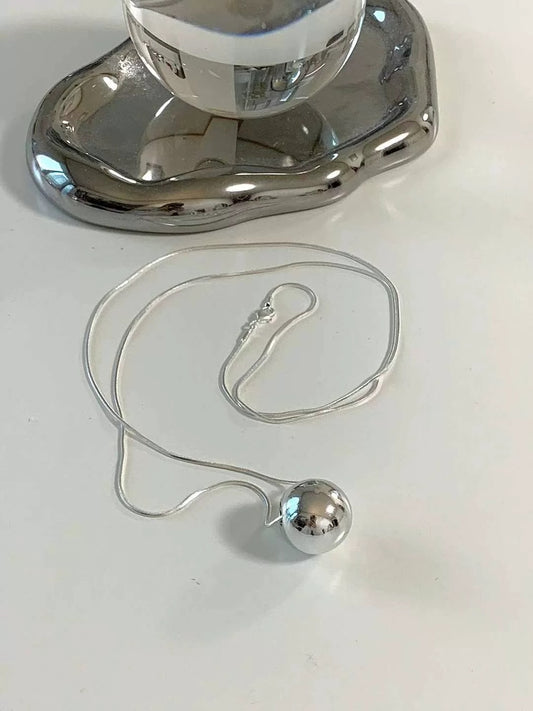 極簡ins風大銀球長鏈