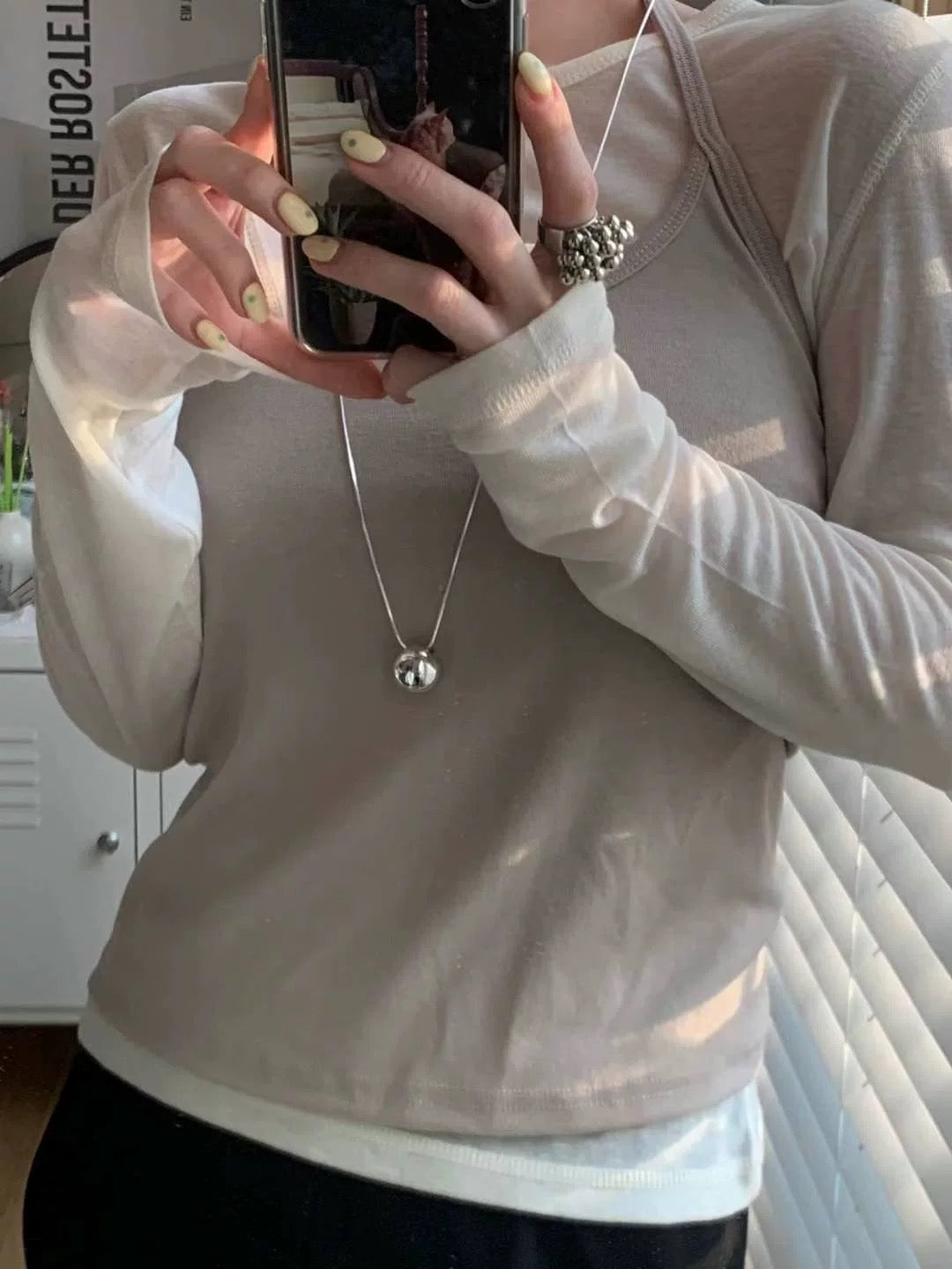 極簡ins風大銀球長鏈