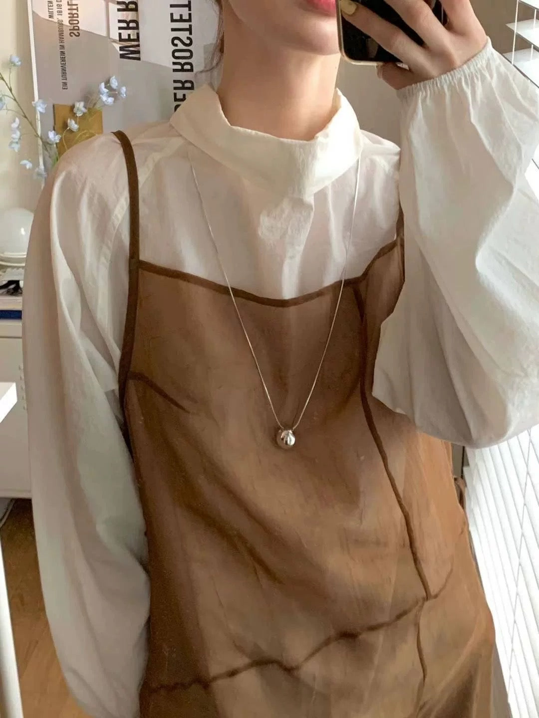 極簡ins風大銀球長鏈